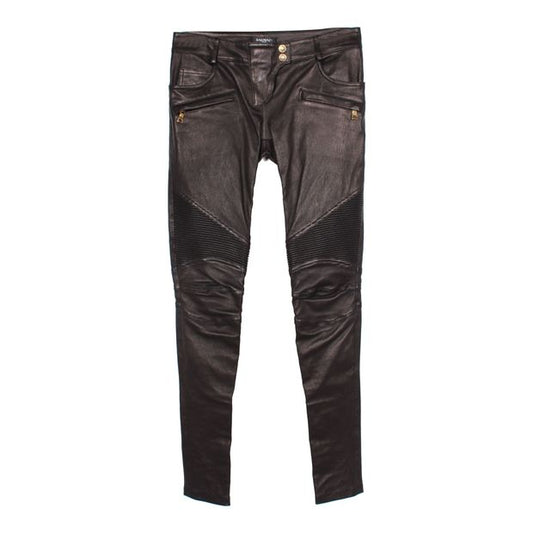 Balmain Skinny Fit Pants in Black Leather