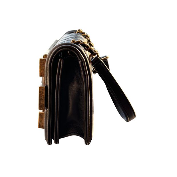 Chanel Classic Studded Boy Brick Flap Bag in Black Lambskin Leather