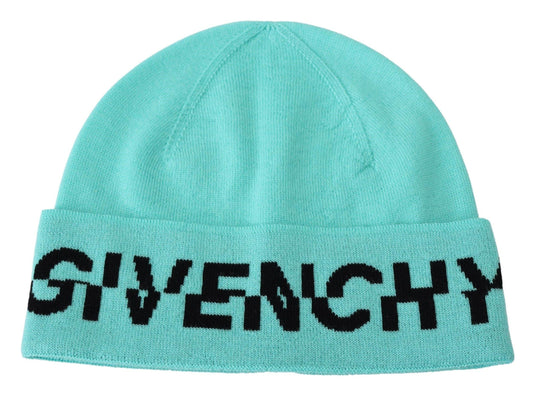 Givenchy Men's Green Wool Beanie Unisex Logo Hat