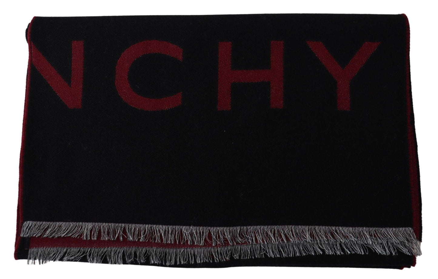 Givenchy Men's Black Red Wool Unisex Winter Warm Wrap Scarf Shawl