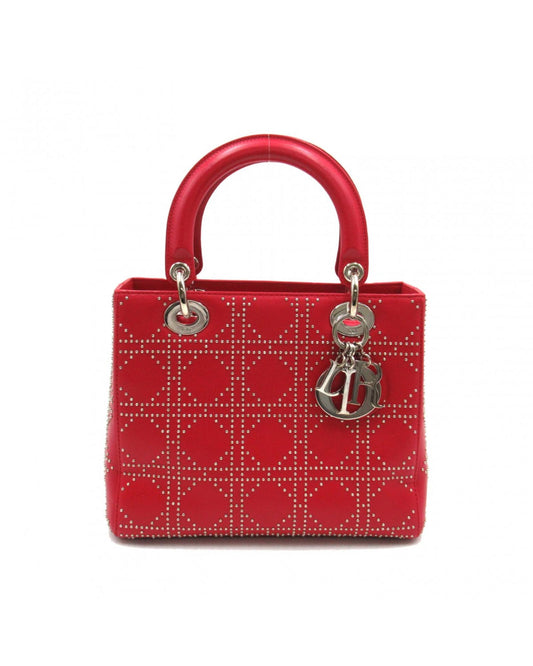 Dior Women's Studded Cannage Lady Dior Bag in Red