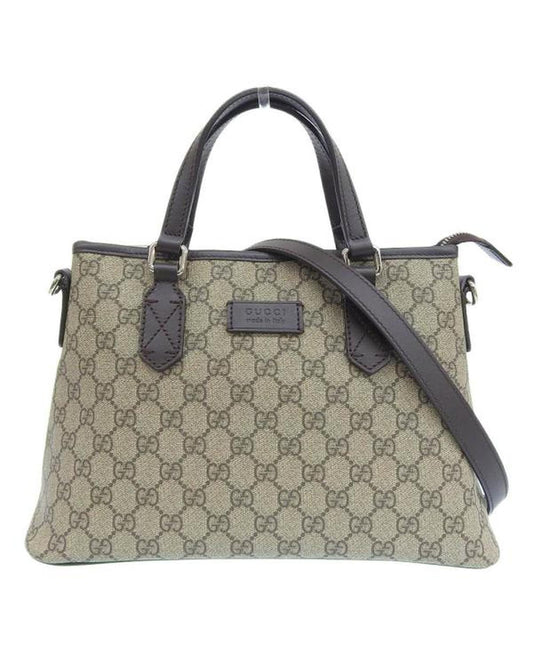 Gucci Women's Canvas Top Zip Tote Bag with GG Pattern in Brown