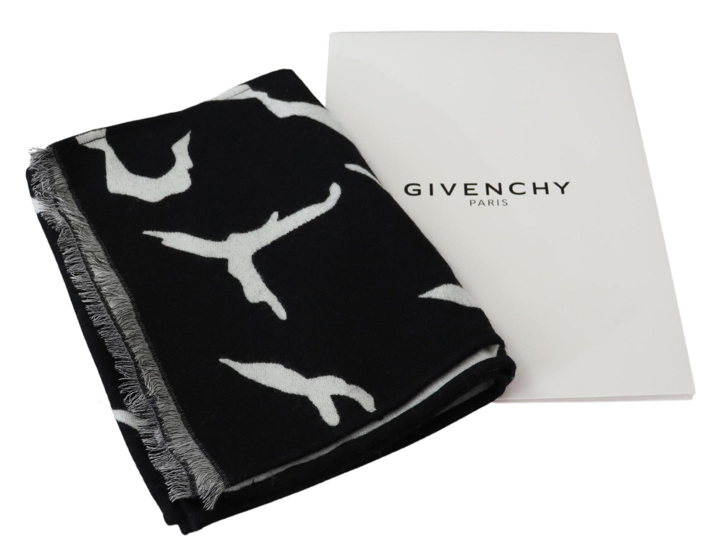 Givenchy Men's Black White Wool Unisex Winter Warm Scarf Wrap Shawl