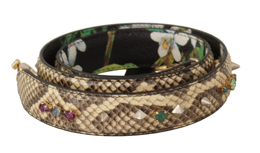 Dolce & Gabbana Women's Beige Exotic Leather Crystals Reversible Shoulder Strap