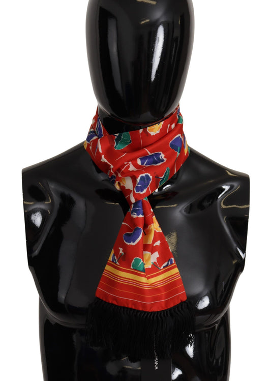 Dolce & Gabbana Men's Multicolor DG Umbrellas Print Shawl Fringe Scarf