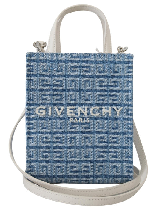 Givenchy Women's Light Blue Coated Canvas Vertical Mini Shoulder Bag