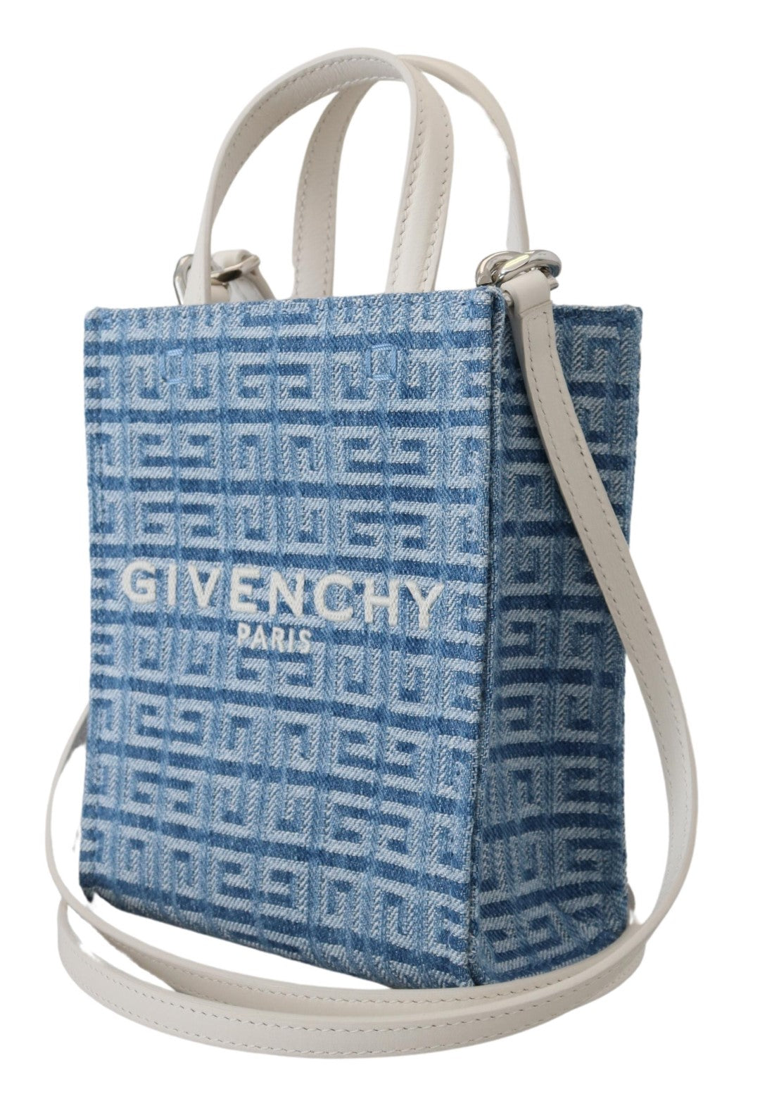 Givenchy Women's Light Blue Coated Canvas Vertical Mini Shoulder Bag