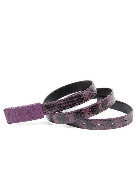 Bottega Veneta Women's Leather Purple Belt in Purple