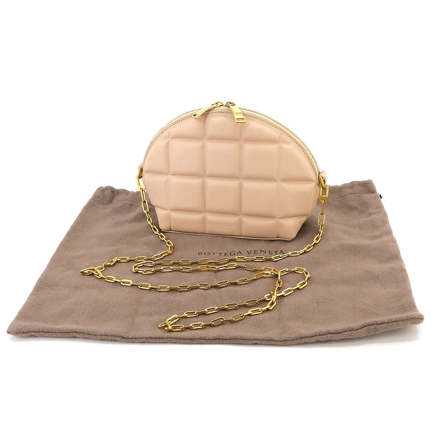 Bottega Veneta Women's Beige Leather Half-Moon Shoulder Bag in Beige