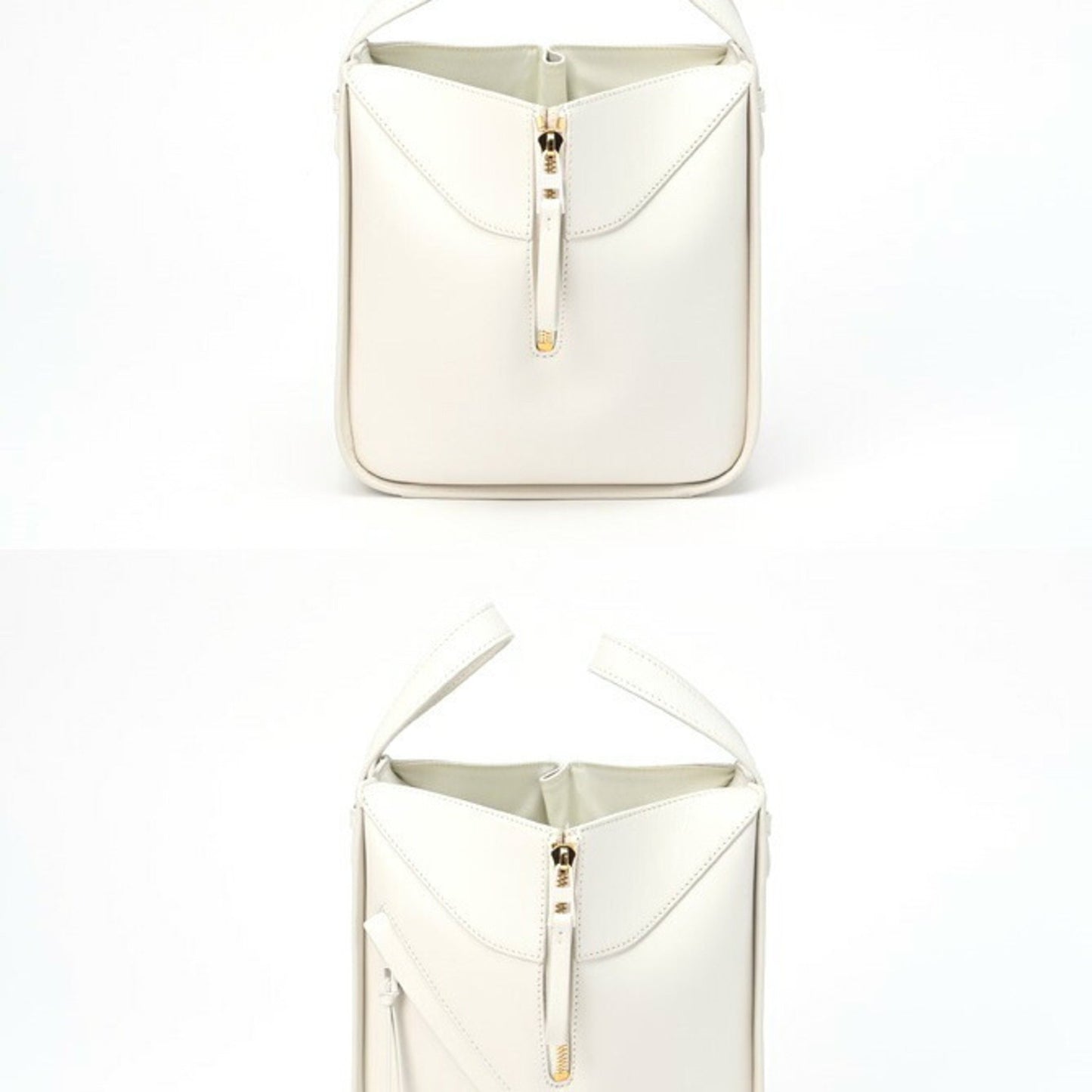 Loewe Women's Versatile white leather shoulder bag with unique silhouette in White