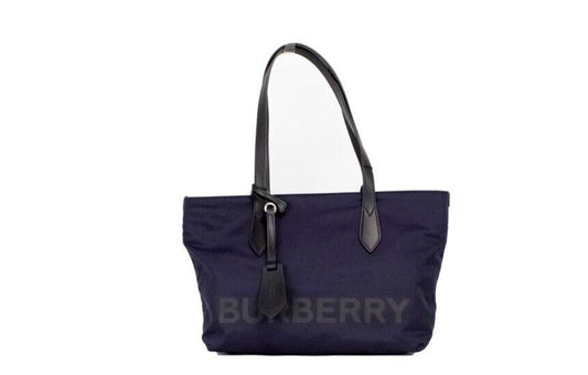 Burberry Women's Small Navy Blue Logo Econyl Nylon Tote Shoulder Handbag Purse