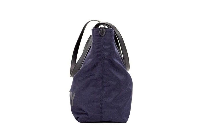 Burberry Women's Small Navy Blue Logo Econyl Nylon Tote Shoulder Handbag Purse