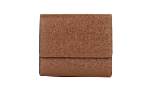 Burberry Women's Luna Tan Grained Leather Small Coin Pouch Snap Wallet