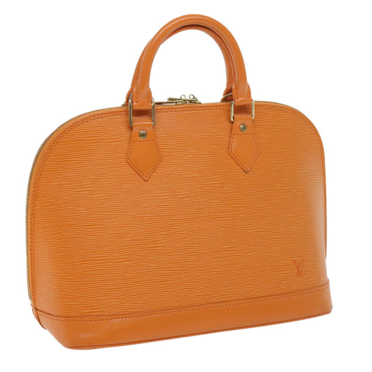 Louis Vuitton Women's Textured Leather Structured Handbag with Silver-tone Finish in Orange