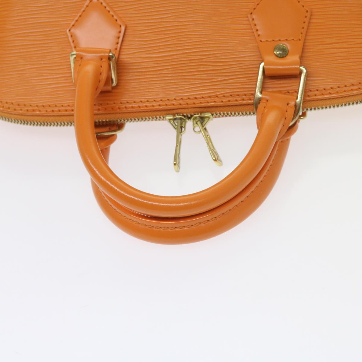 Louis Vuitton Women's Textured Leather Structured Handbag with Silver-tone Finish in Orange