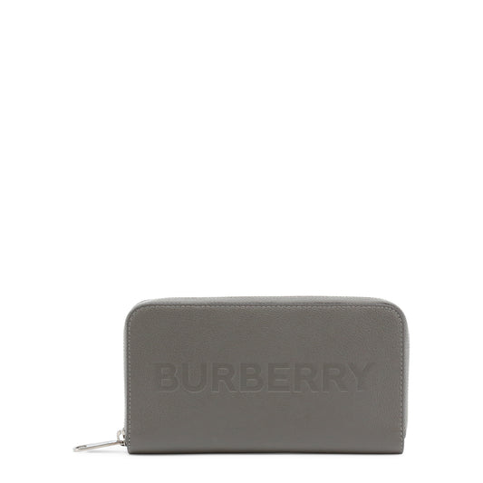 Burberry Women's Leather Zip Wallet with Multiple Compartments in Grey