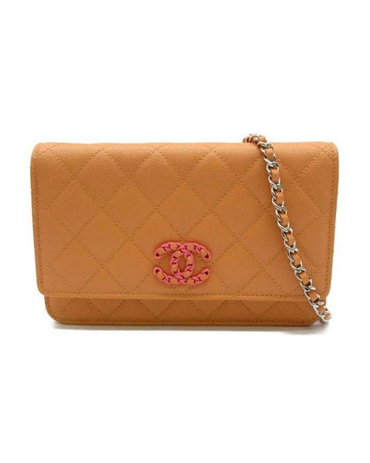 Chanel Women's Chanel Quilted Wallet on Chain Bag in Orange