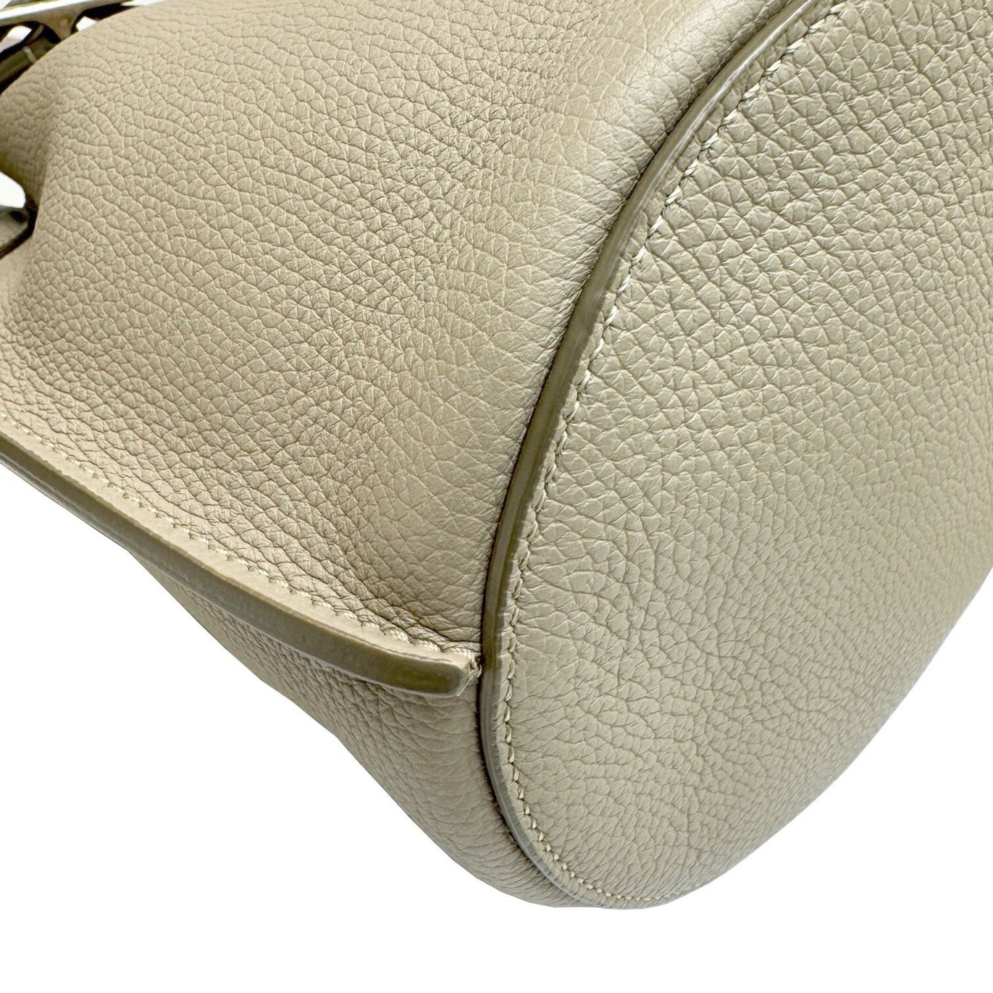 Celine Women's Ecru Leather Handbag with Shoulder Strap in Ecru