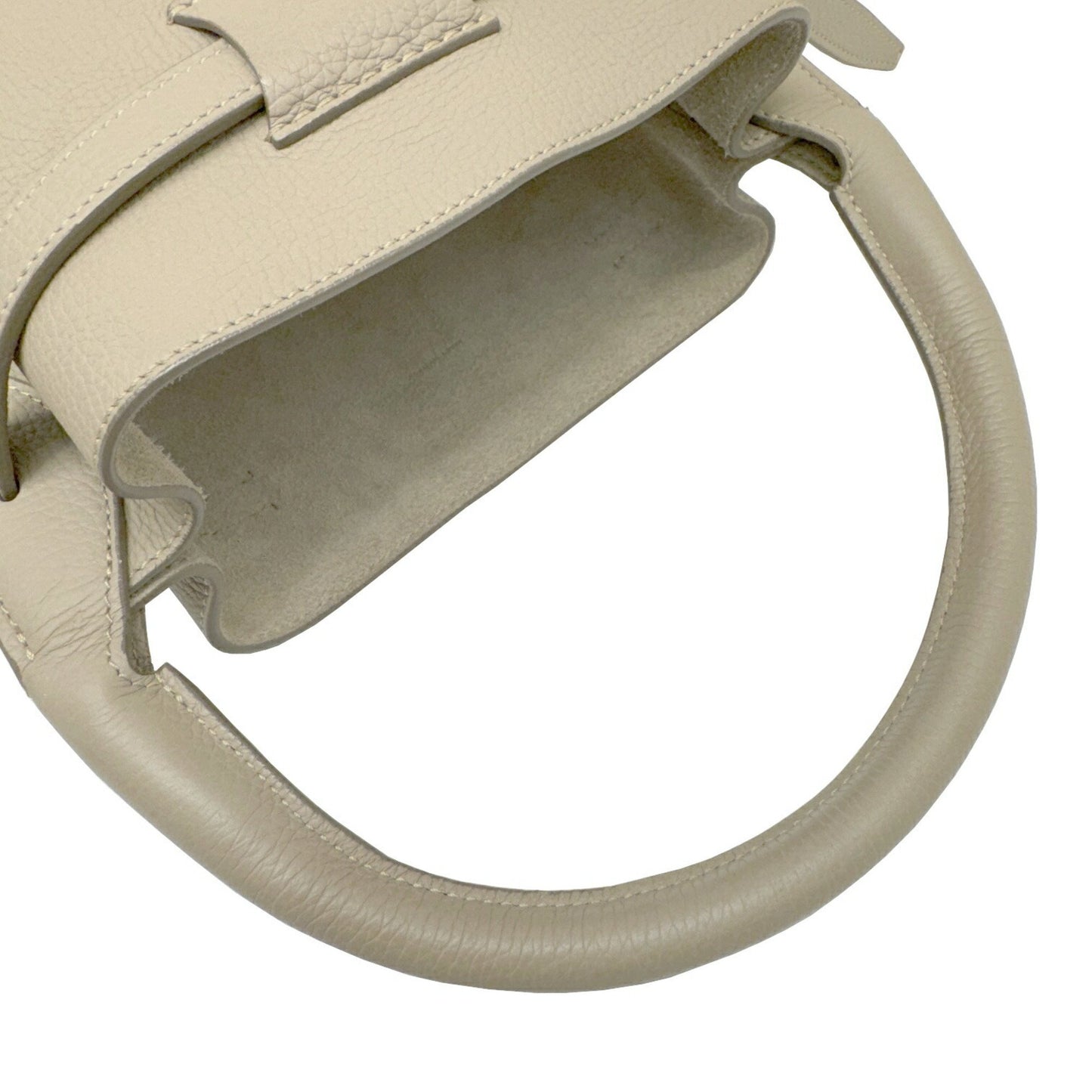 Celine Women's Ecru Leather Handbag with Shoulder Strap in Ecru