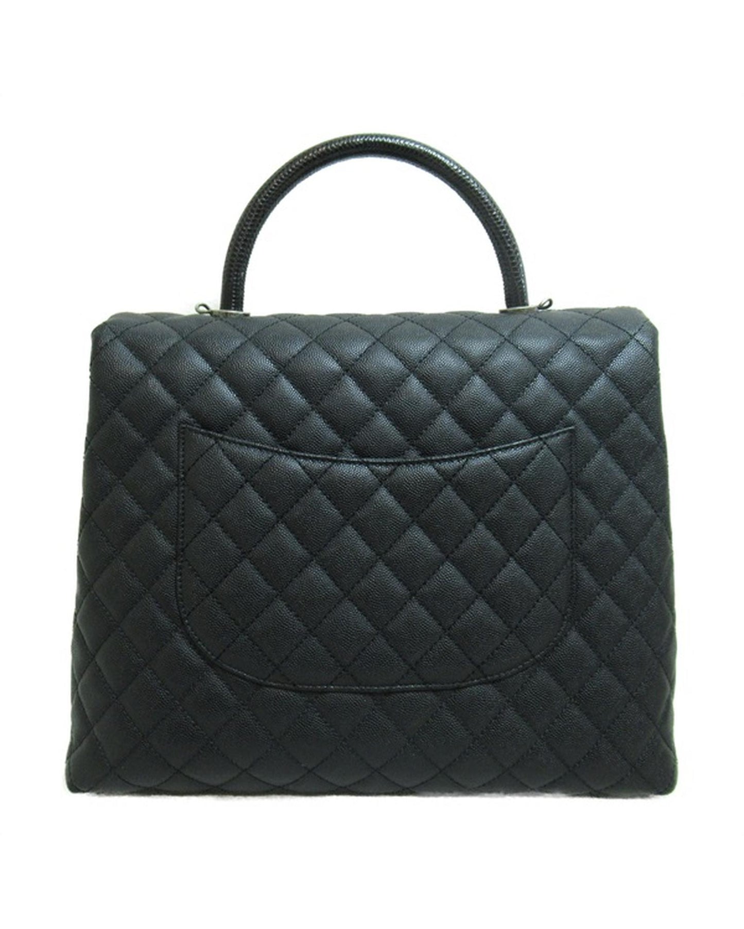 Chanel Women's Black Top Handle Handbag with CC Logo in Black