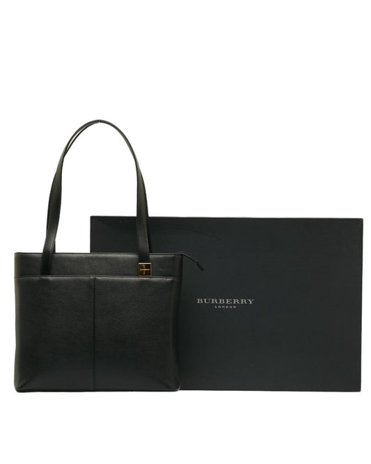 Burberry Women's Black Leather Tote Bag in Black