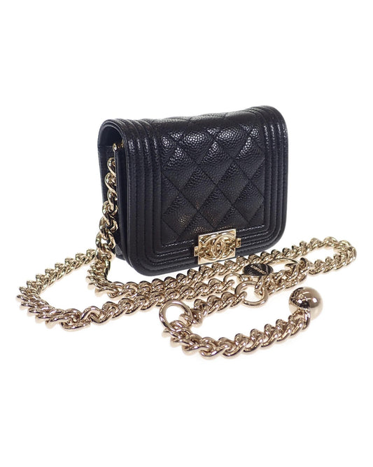 Chanel Women's Black Caviar CC Boy Belt Bag in Black