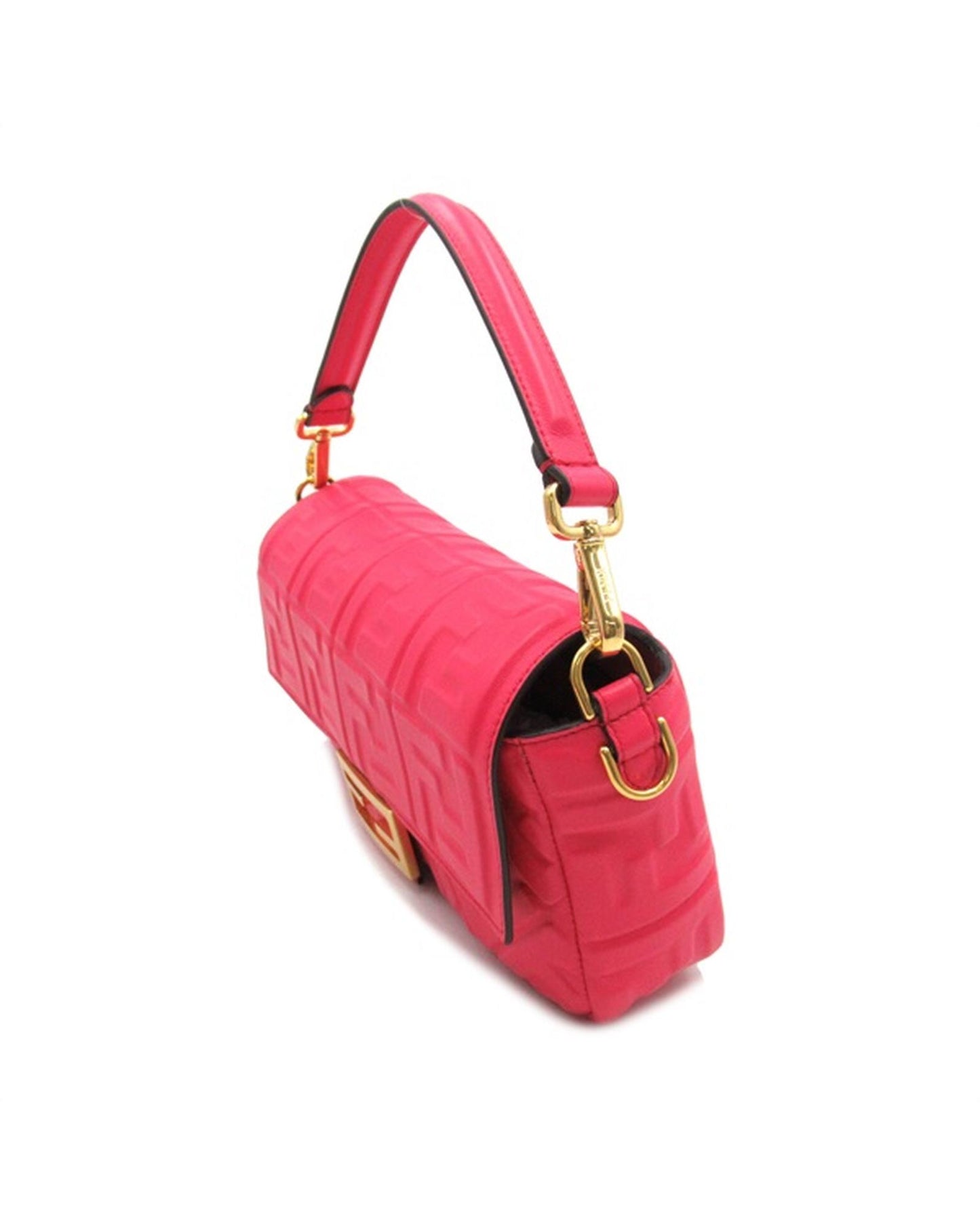 Fendi Women's Logo-Embossed Leather Baguette Bag in SA Condition in Pink