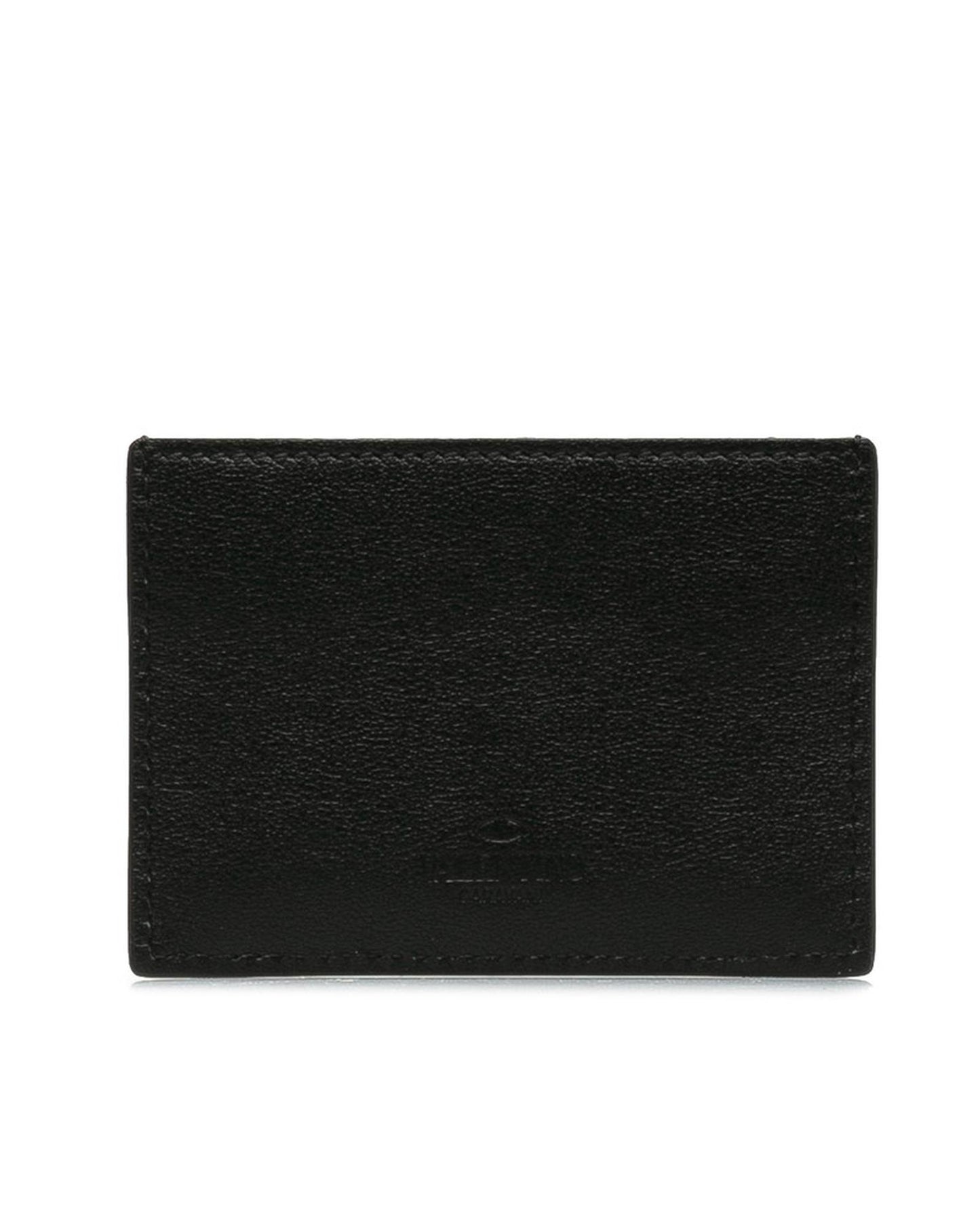 Valentino Women's Black Leather Card Holder Wallet with Stud Detailing in Black