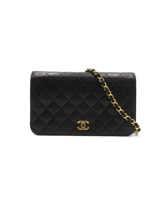Chanel Women's Quilted Leather Full Flap Bag with CC Logo in Black