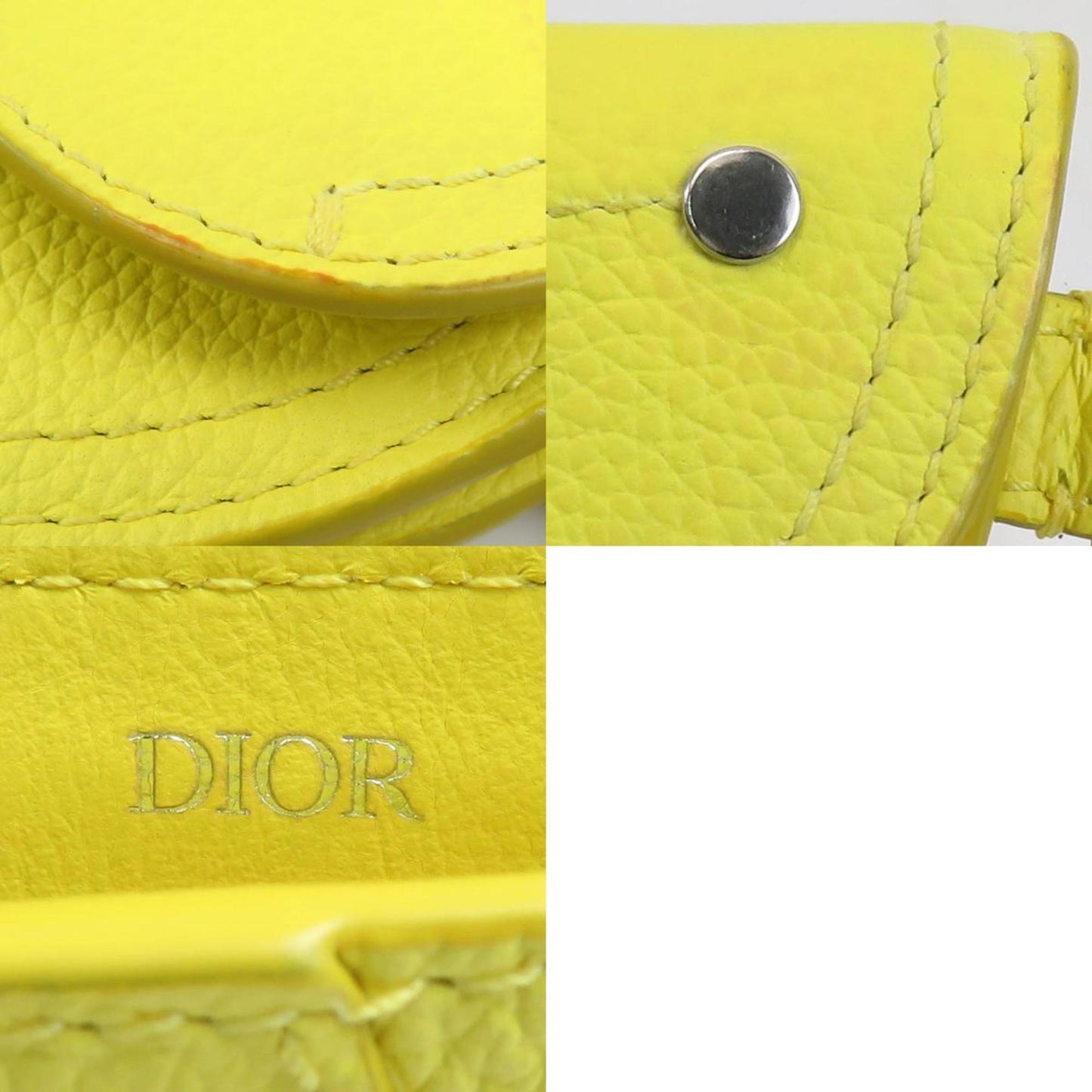 Dior Women's Yellow Leather Clutch Bag in Yellow