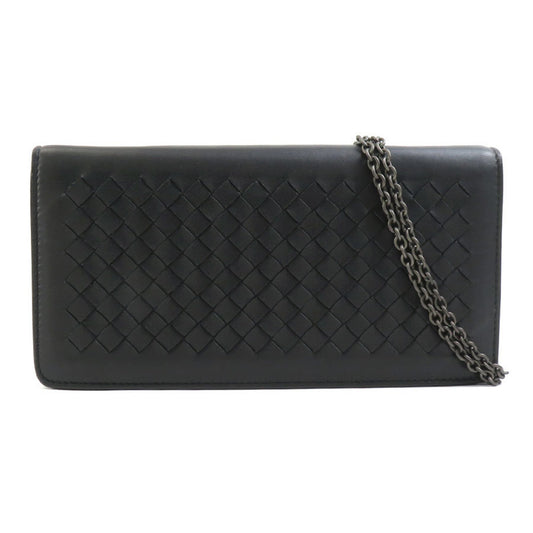 Bottega Veneta Women's Intrecciato Leather Shoulder Wallet in Black