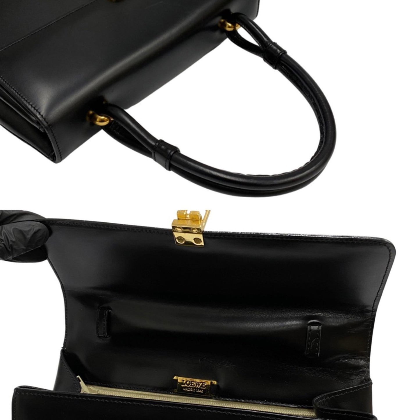 Loewe Women's Leather Shoulder Bag with Iconic Logo Hardware in Black