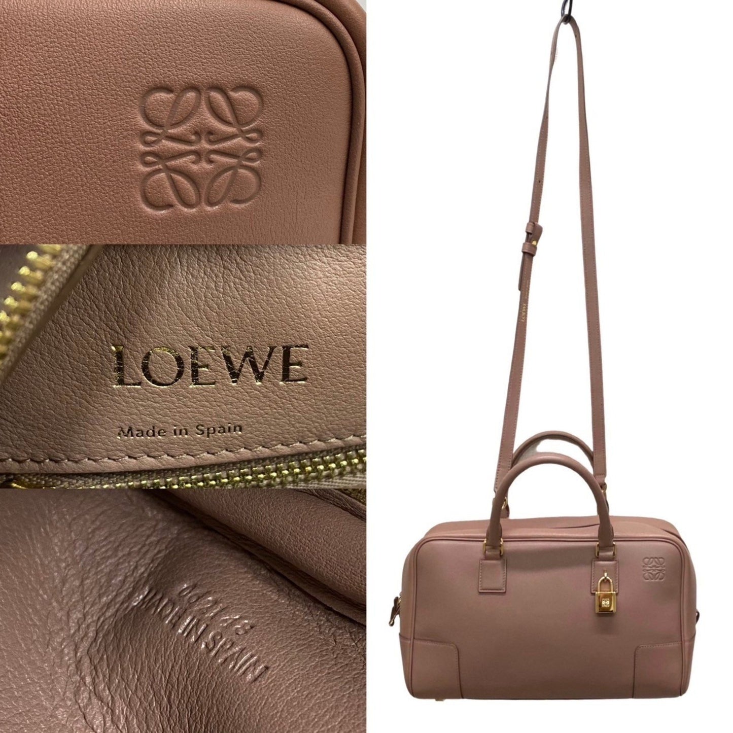 Loewe Women's Elegant Leather Handbag with Shoulder Strap in Beige