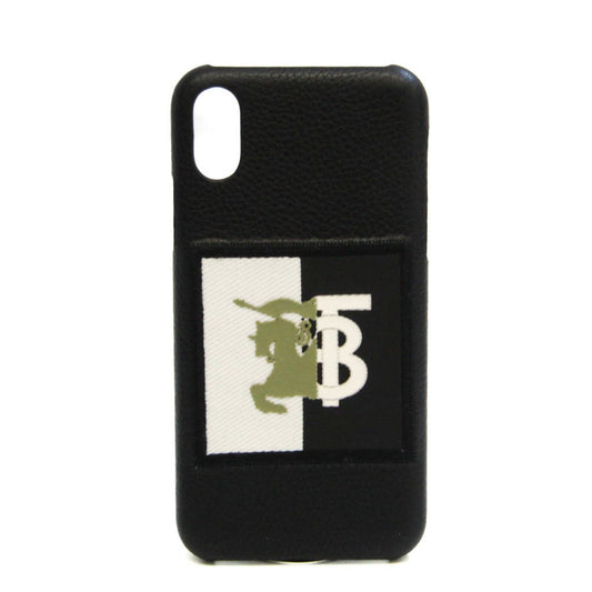 Burberry Unisex Night Logo Leather Bumper Phone Case in Black