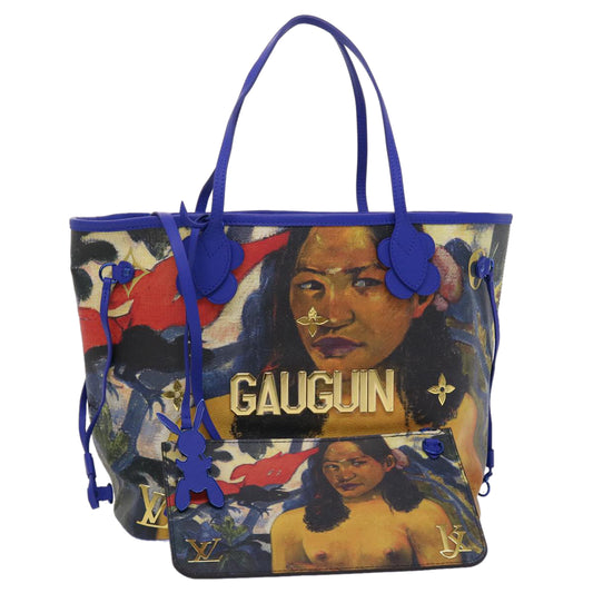 Louis Vuitton Women's Neverfull Gauguin Tote Bag in Blue Leather in Blue