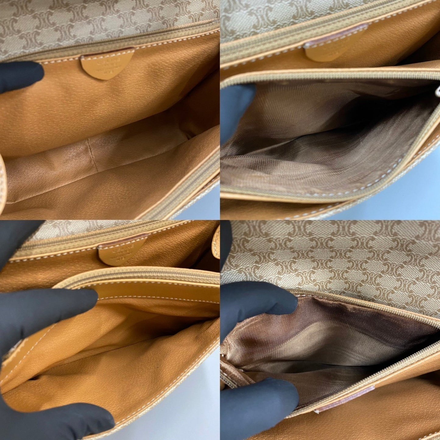 Celine Women's Beige Canvas Shoulder Bag with Magnetic Closure in Beige