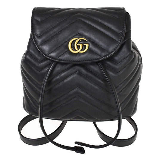 Gucci Women's Elegant Black Leather Backpack in Black