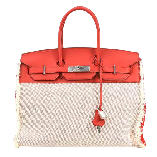 Hermes Women's Sophisticated Leather Handbag with Silver Hardware in Red