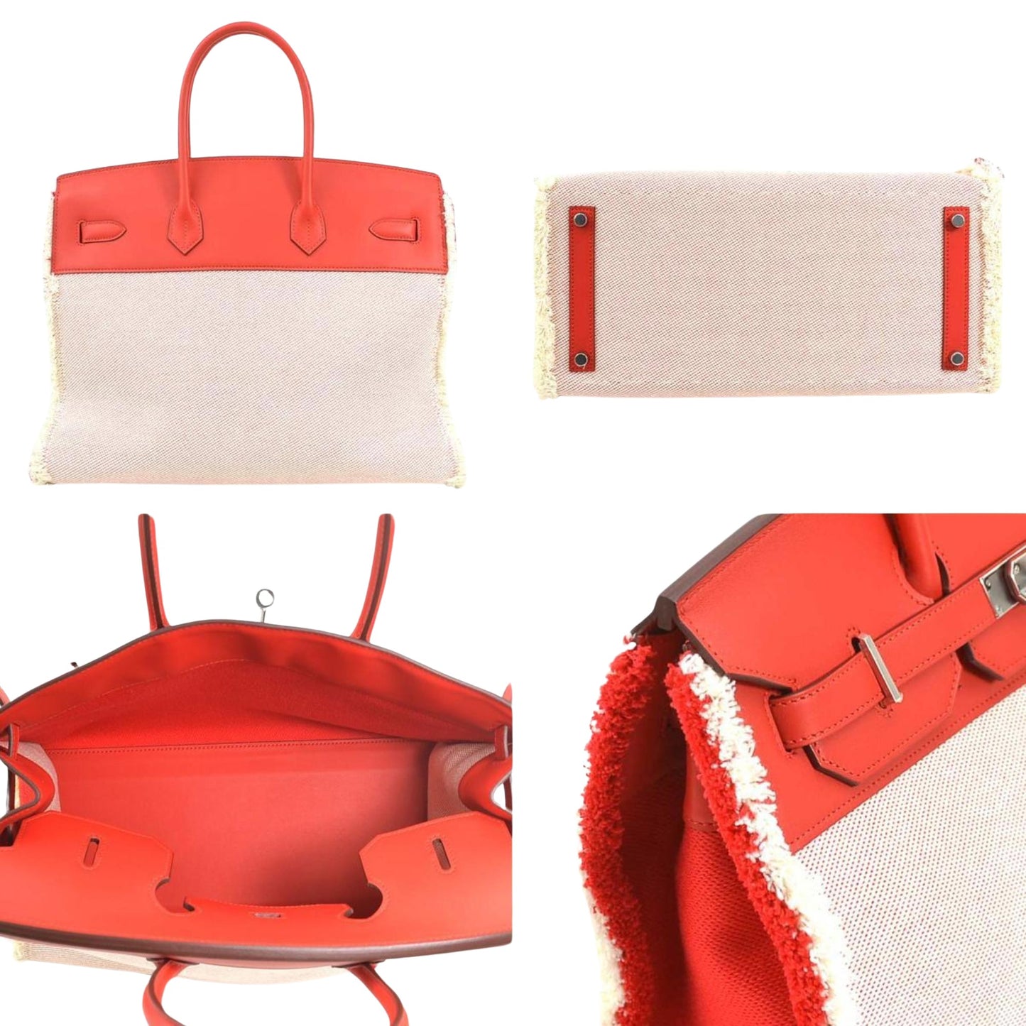 Hermes Women's Sophisticated Leather Handbag with Silver Hardware in Red