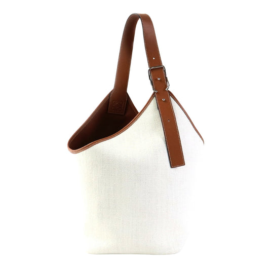 Loewe Women's Sophisticated Canvas Shoulder Bag in White