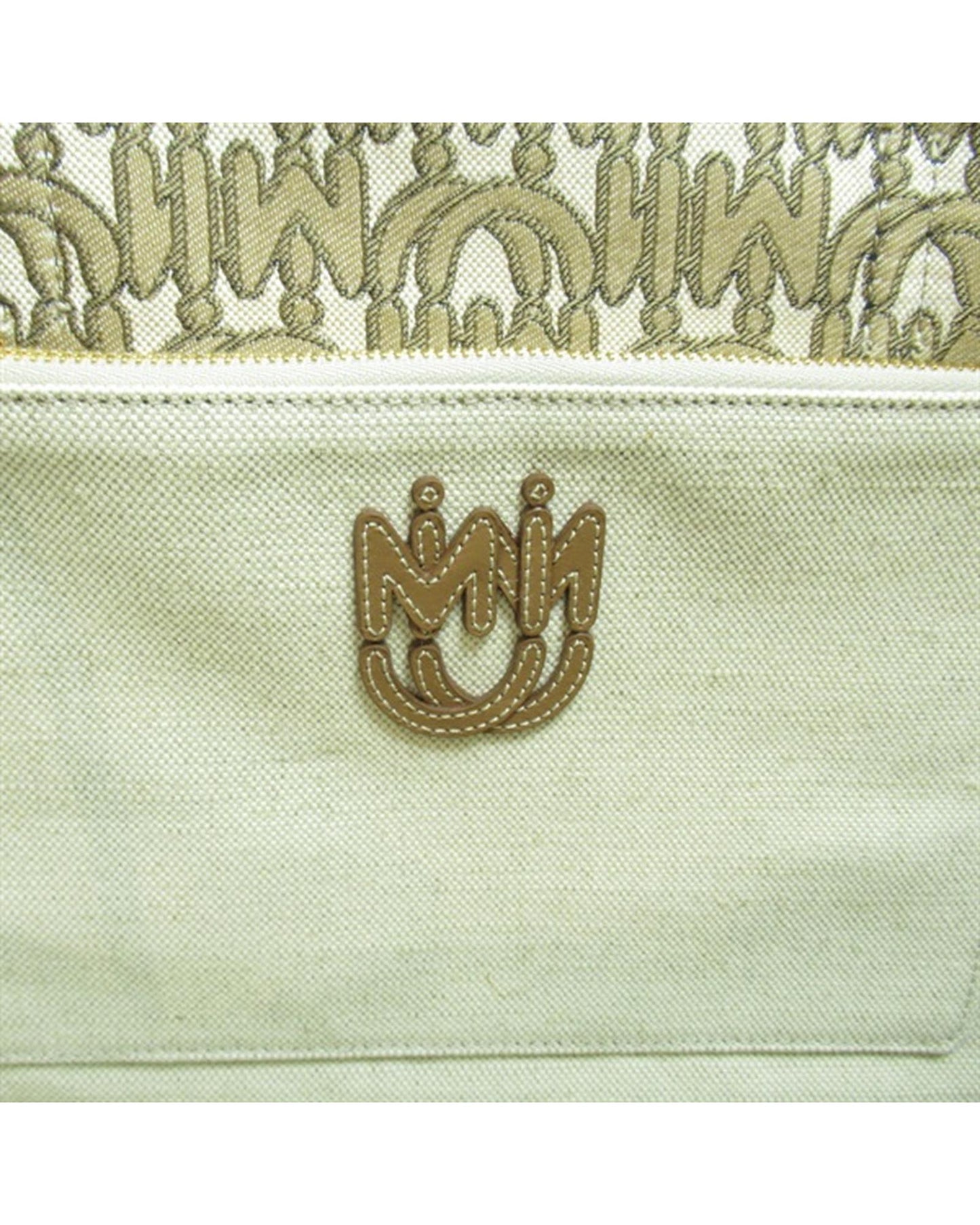 Miu Miu Women's Brown Jacquard Logo Tote Bag in Brown