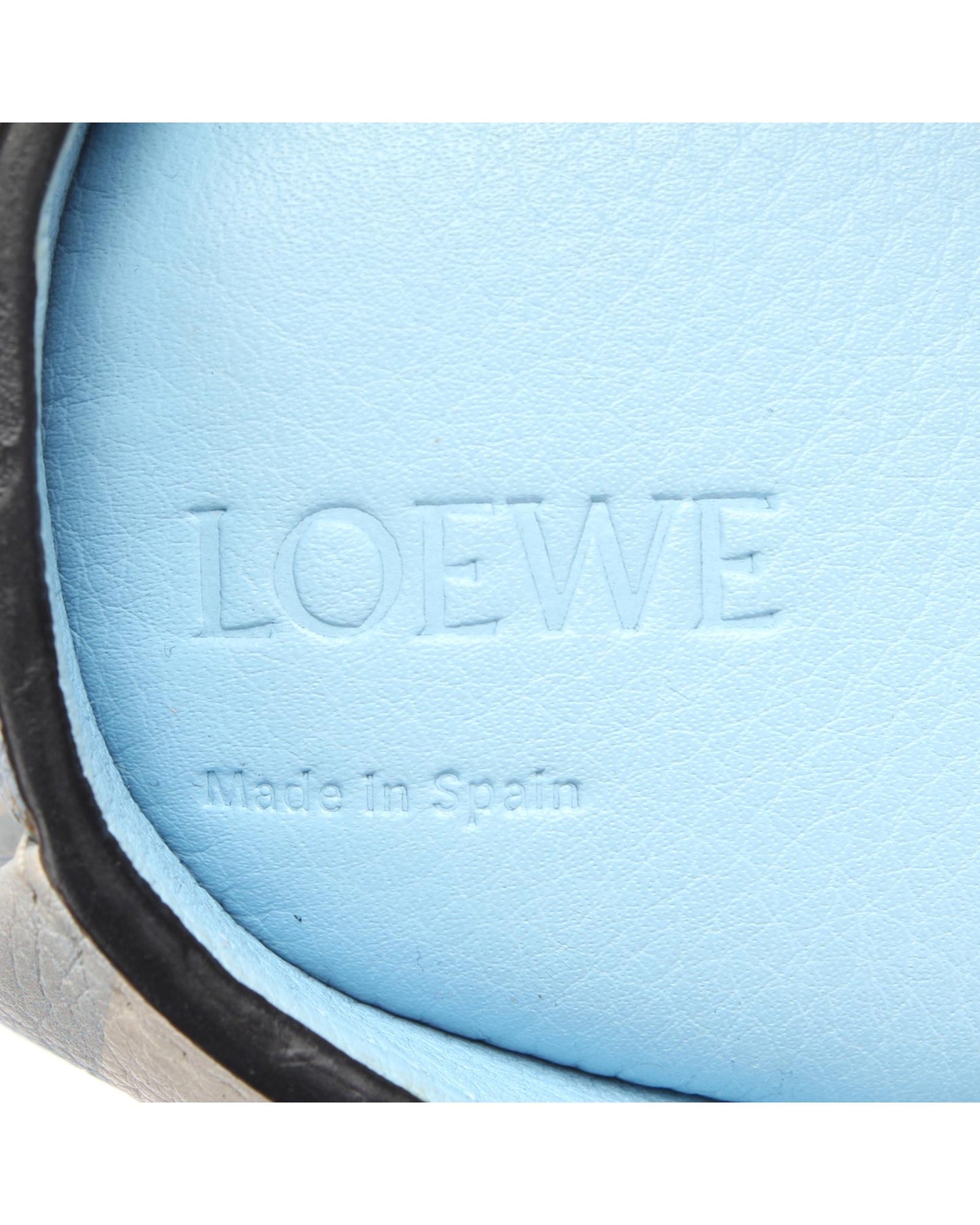 Loewe Women's Blue Leather Elephant Gingham Shoulder Bag in Blue