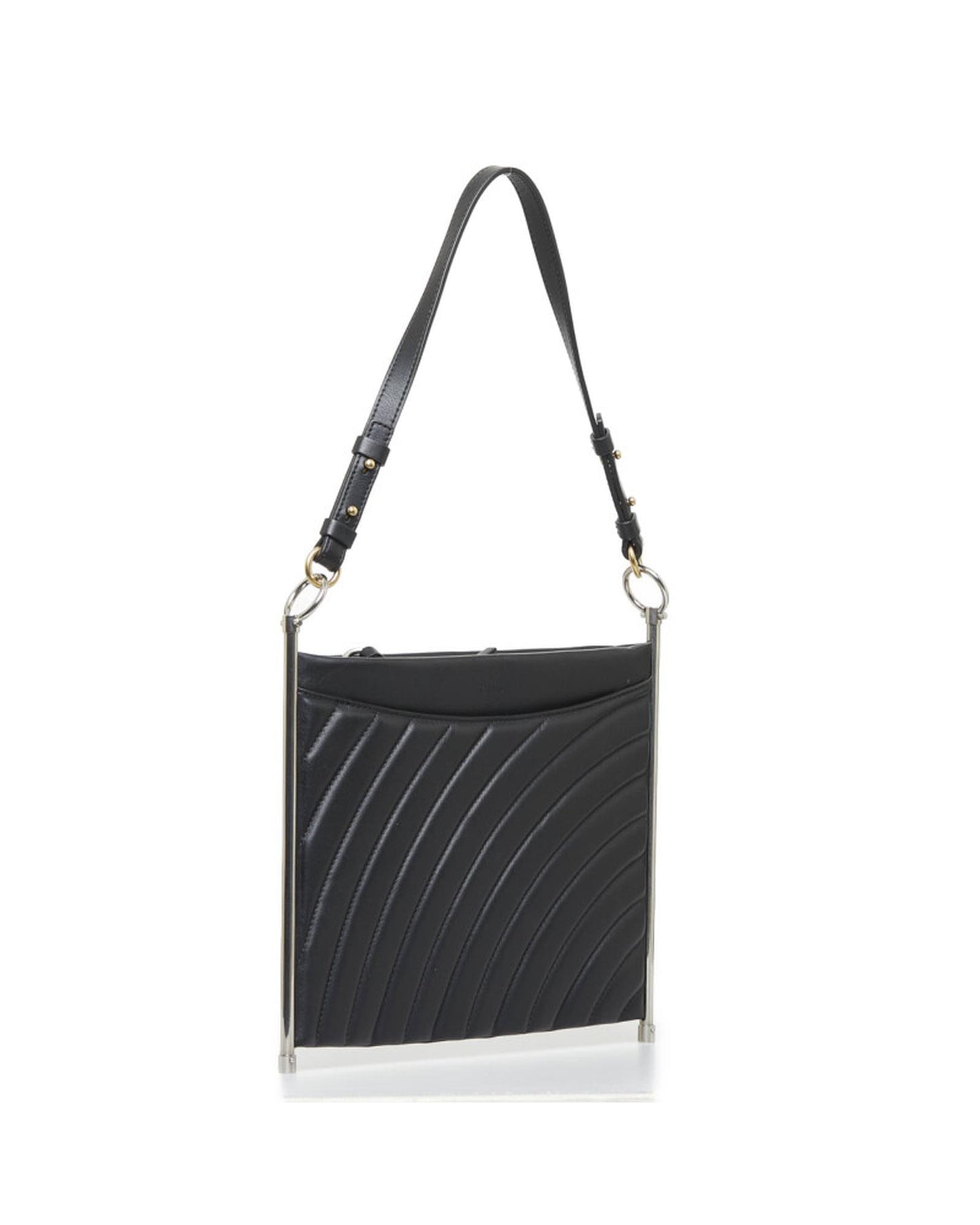 Chloe Women's Quilted Leather Shoulder Bag in Black