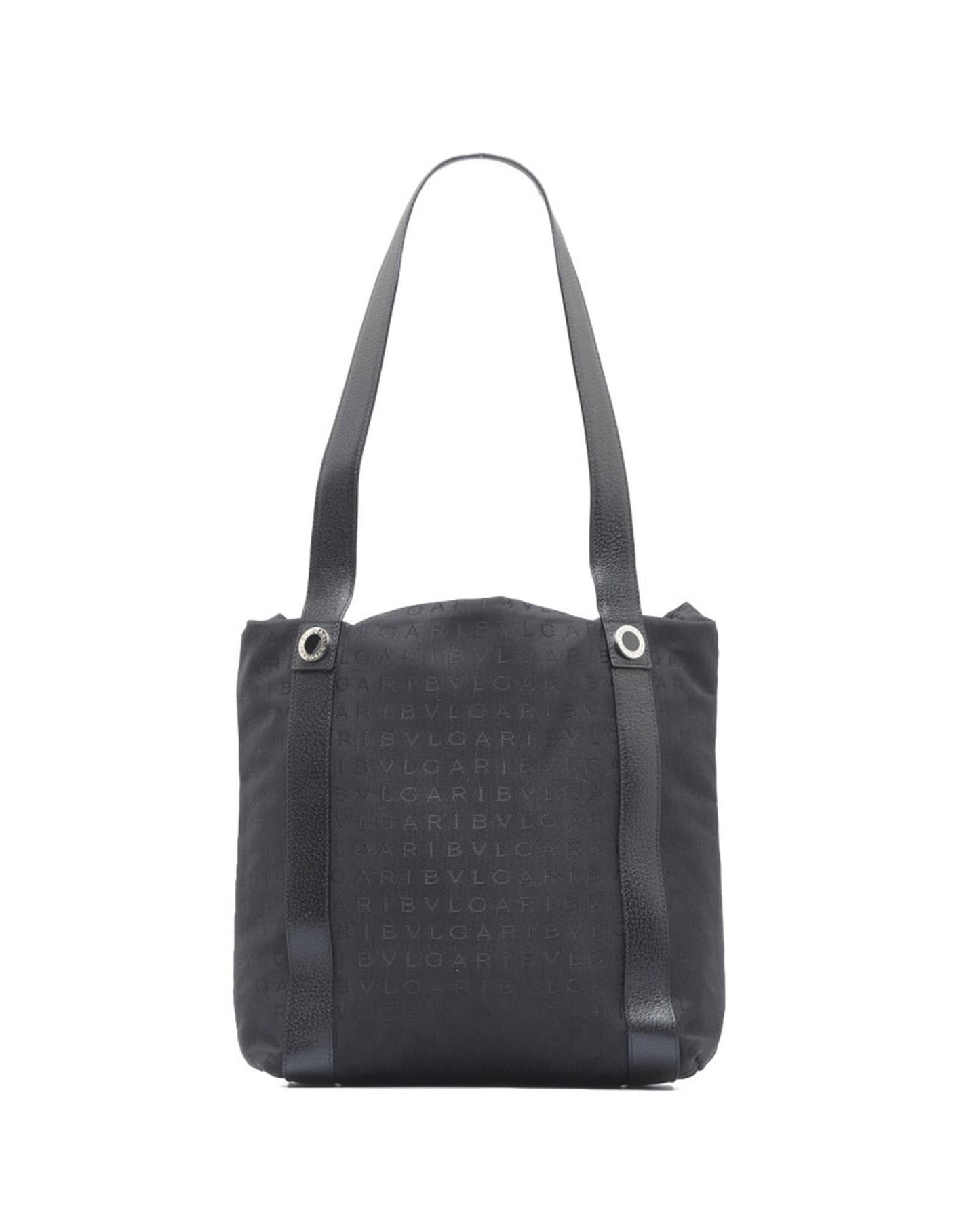 Bvlgari Women's Logo Canvas Tote Bag in Excellent Condition in Black