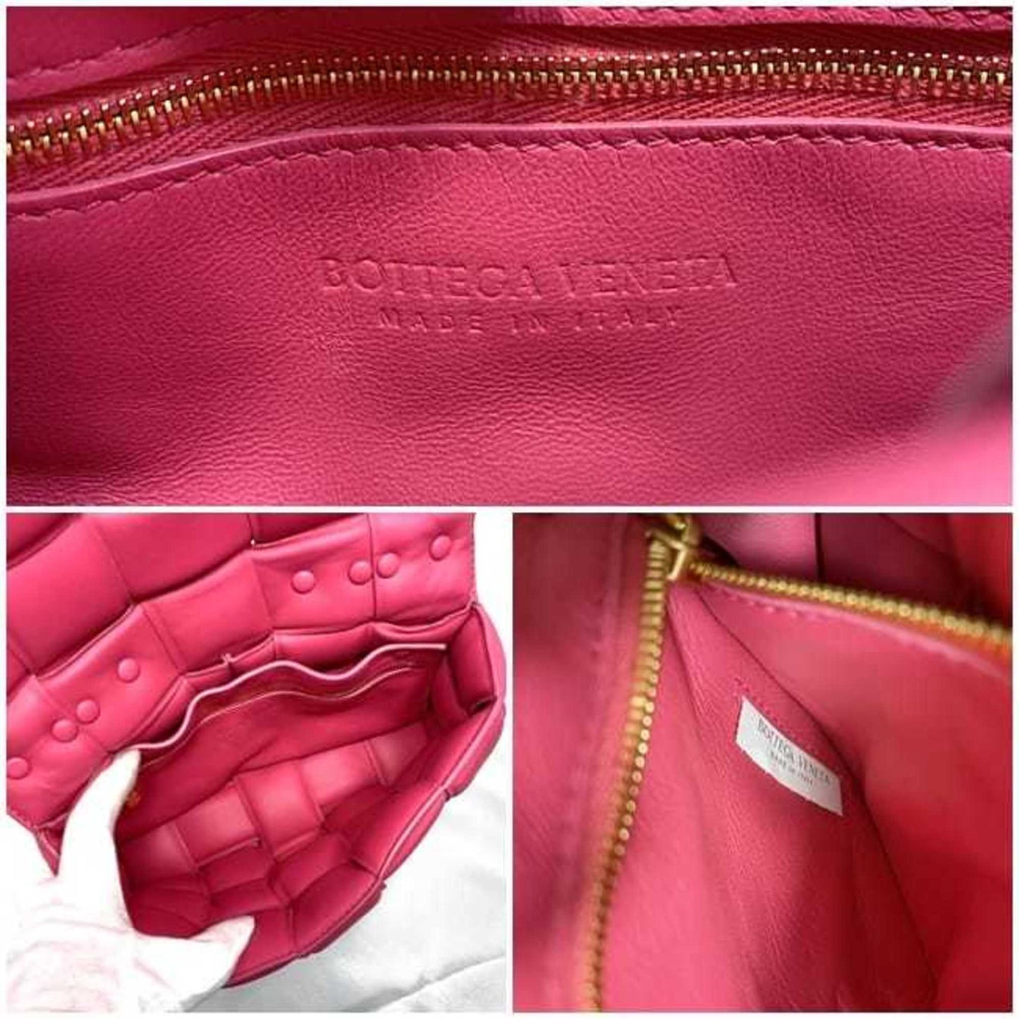 Bottega Veneta Women's Pink Leather Shoulder Bag with Gold Hardware in Pink
