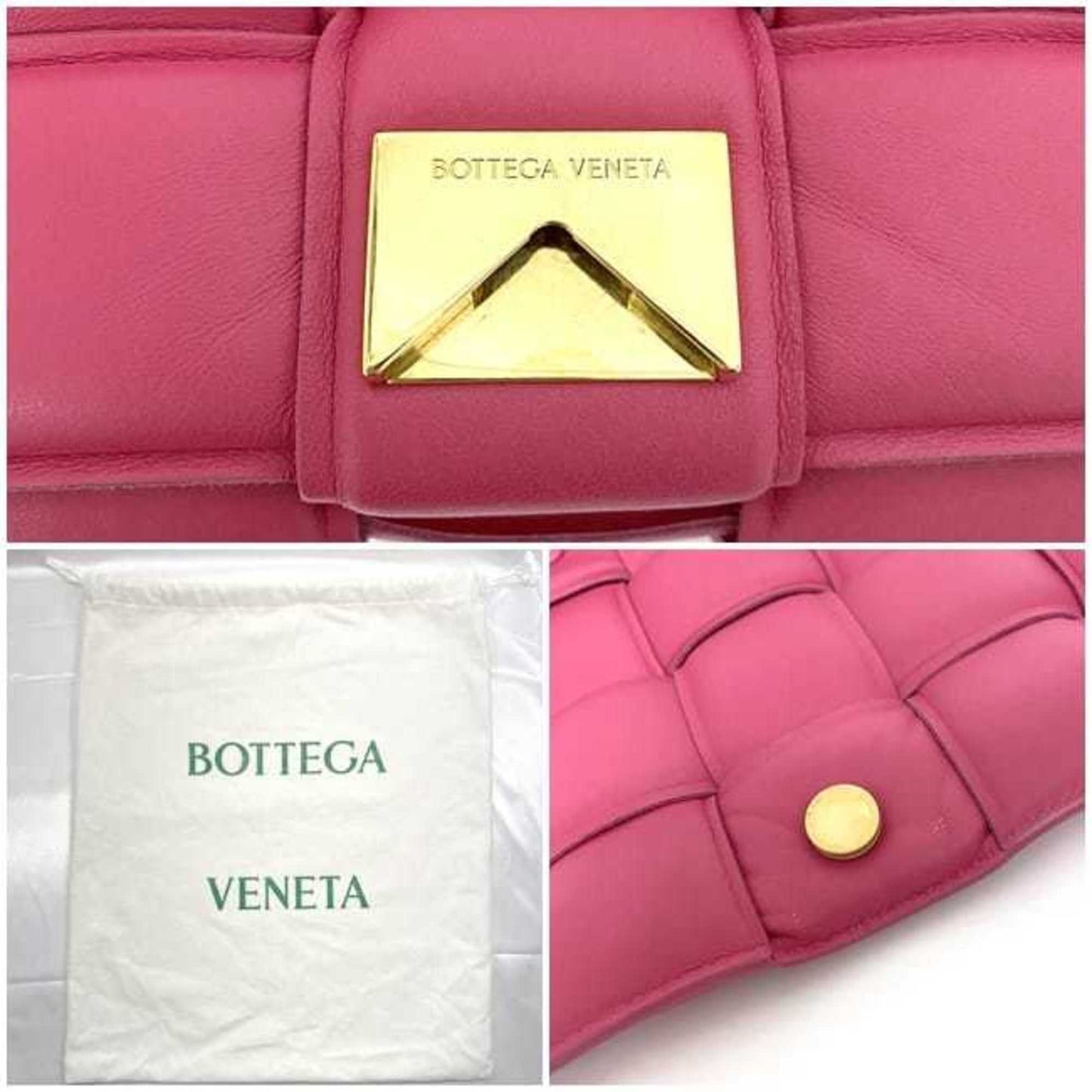Bottega Veneta Women's Pink Leather Shoulder Bag with Gold Hardware in Pink