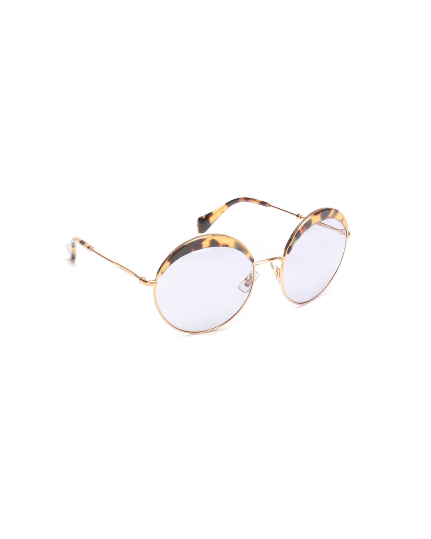 Miu Miu Women's Tortoiseshell Round Sunglasses in Gold