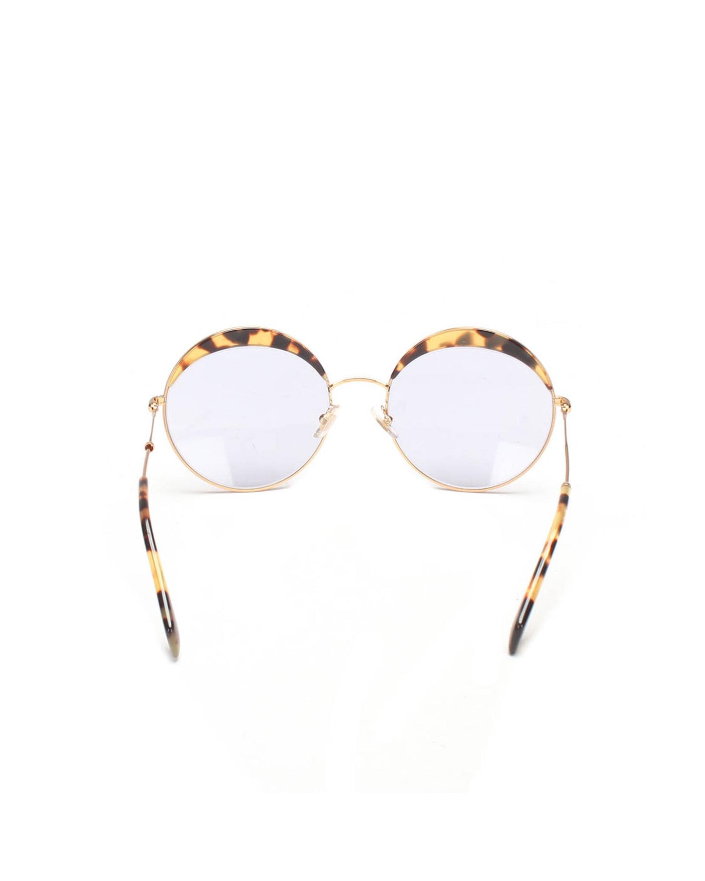 Miu Miu Women's Tortoiseshell Round Sunglasses in Gold