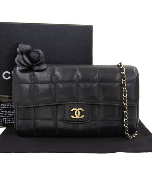 Chanel Women's Camellia Chain Bag in Black in Black