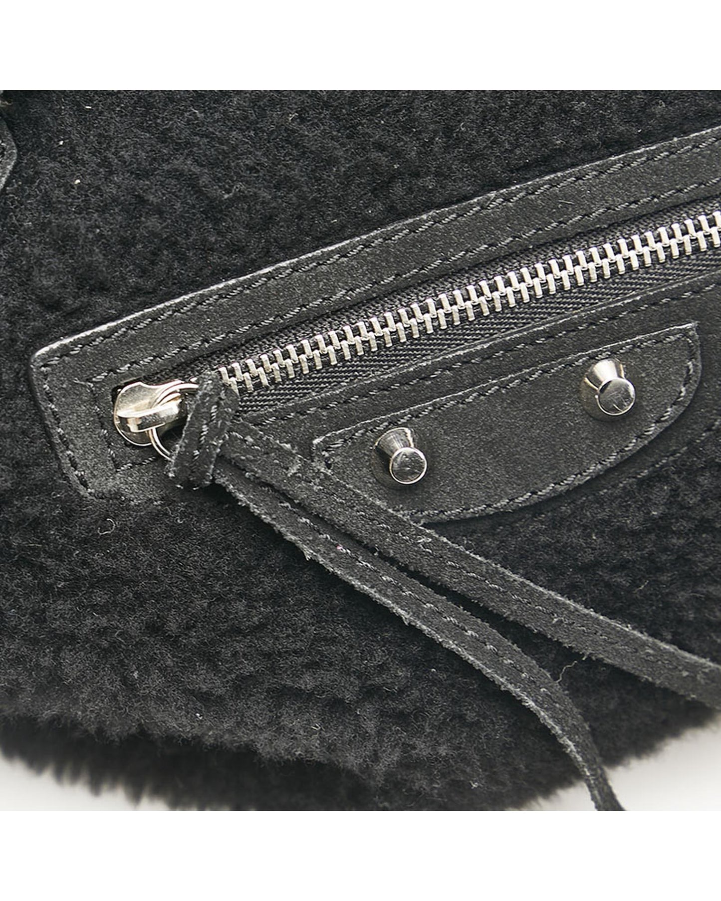 Balenciaga Women's Shearling Papier Tote Bag in Black in Black